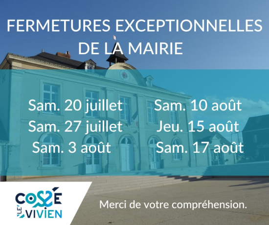 fermetures exceptionnelles mairie cossé-le-vivien