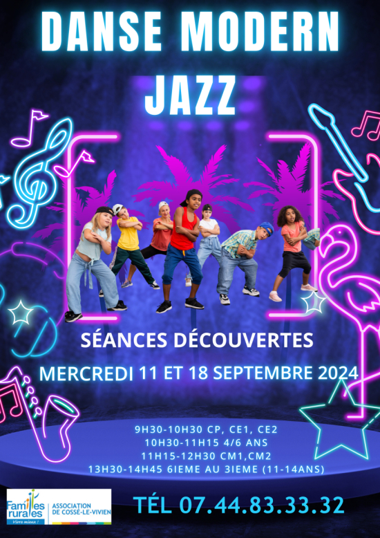 danse modern jazz Familles Rurales Cossé-le-Vivien